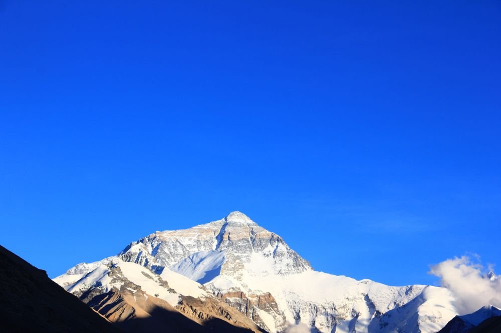 Mount Everest view from base camp in Tibet