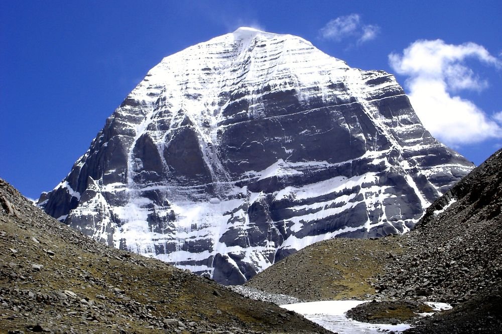 Snow-covered Mount Kailash in Tibet