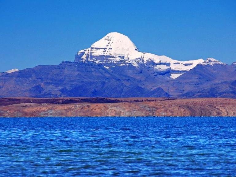 Mount Kailash reflected in Lake Manasarovar