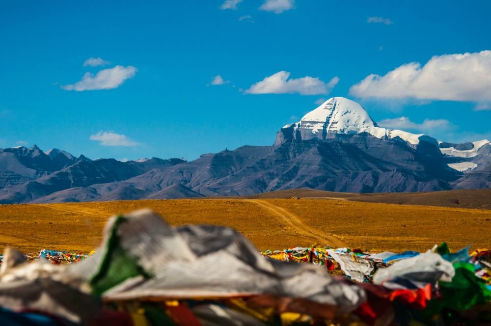 Mount Kailash under clear blue sky