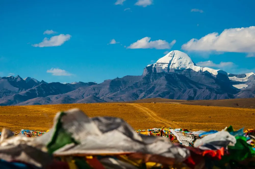 Mount Kailash under clear blue sky